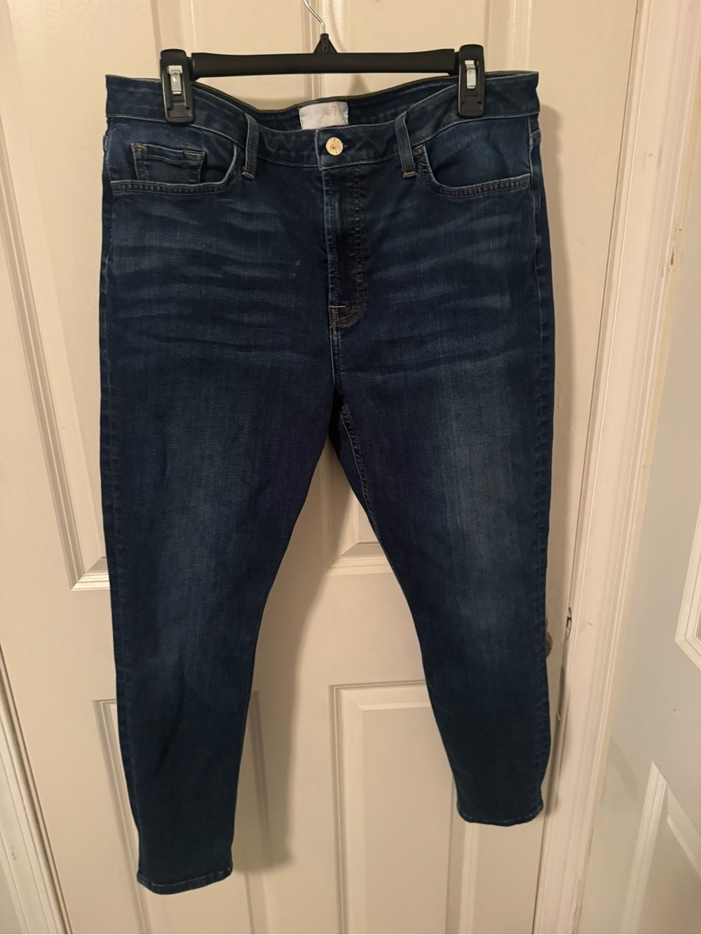 Dark Blue Cropped Women’s Stretch Jeans - High-Rise Slim Ankle